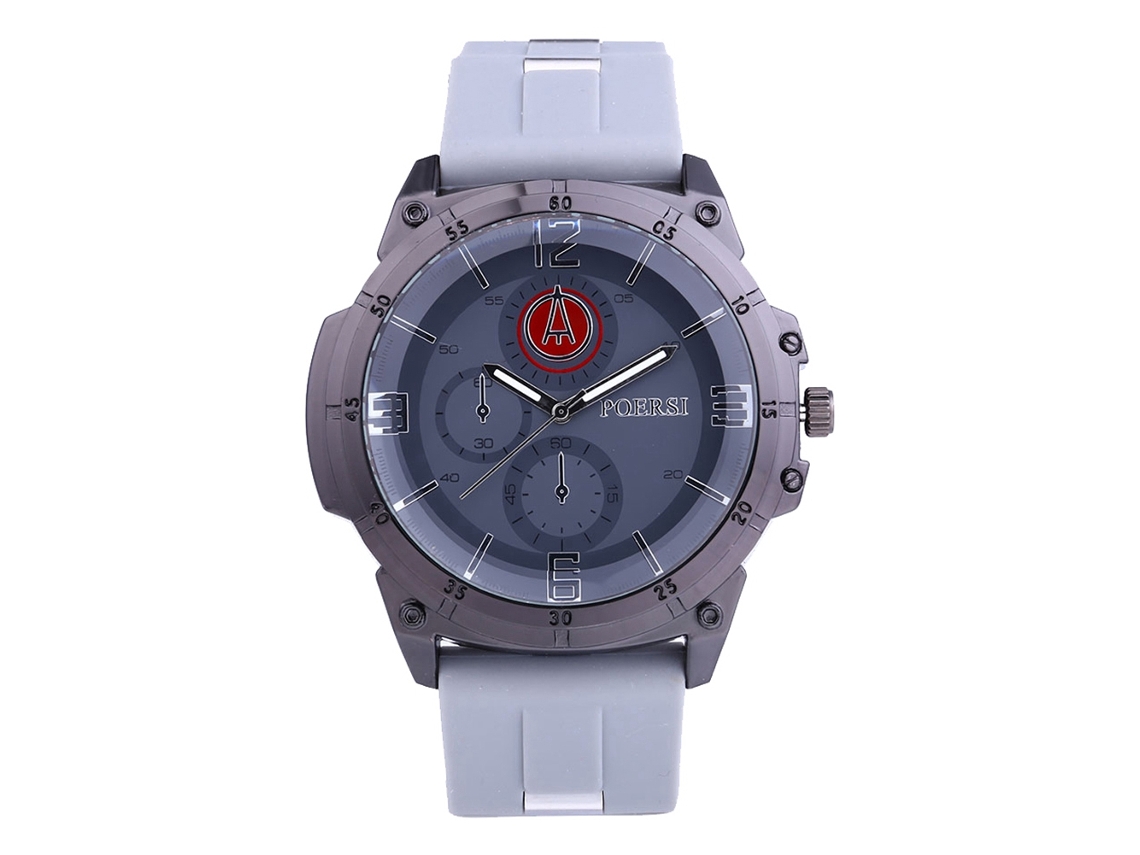 Relógio de pulso Vansvar Quartz com pulseira de plástico, escala com algarismos romanos, unissex, preto.