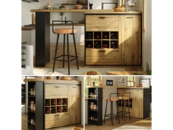 Mesa Extensible 138x39x105 Cm - Extiende Hasta 220 Cm, Mesa De Cocina Y Comedor, Con Vetas De Madera - Color Madera