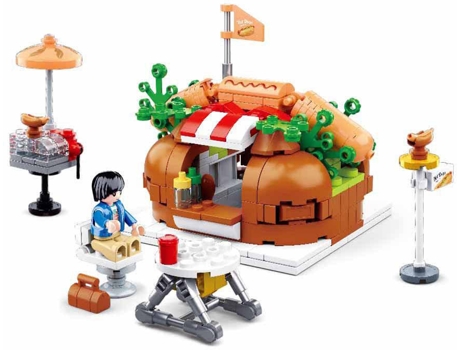 Blocs de Construcción SLUBAN Hot Dogs Kioske Alimentación 345 Pzs (Edad Mínima: 6 Años - 33 x 23,7 x 6,7 cm)