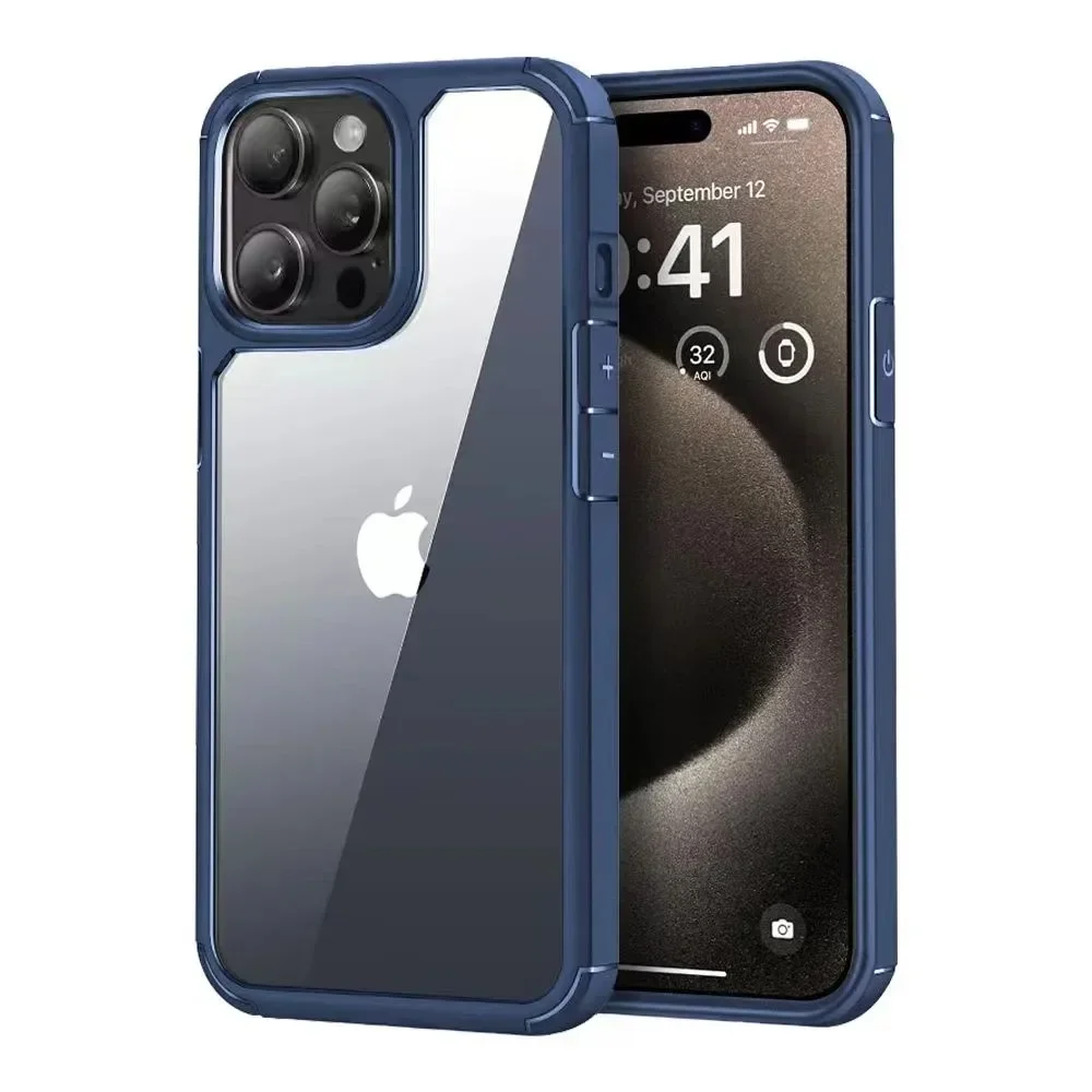 (iphone 8 Plus, Azul) Funda Transparente A Prueba De Golpes Para Iphone, Resistente Y Duradera, Con Cubierta Trasera Rígida.