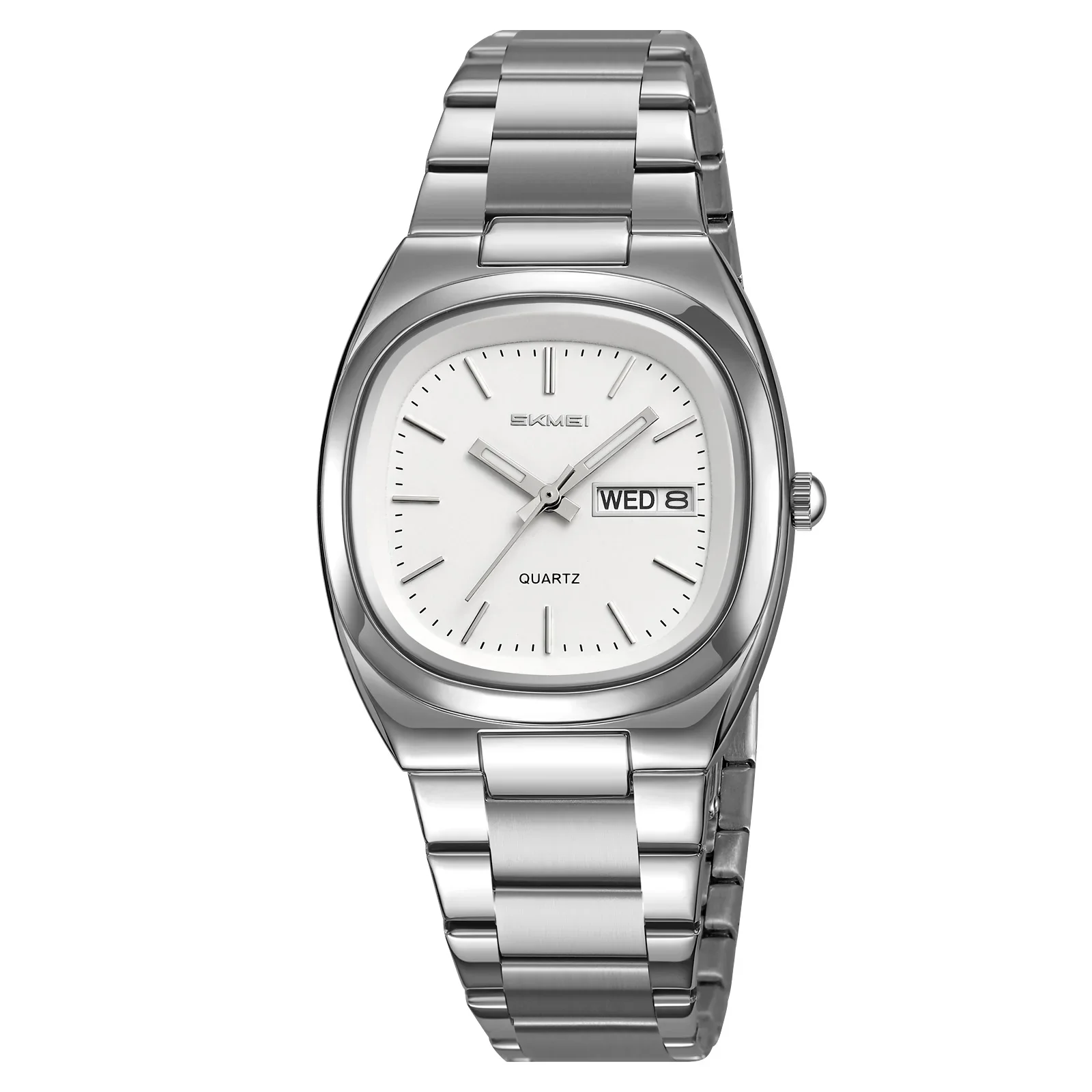 (blanco Plateado) Elegante Reloj De Cuarzo Para Mujer Con Fecha Y Hora, Reloj De Lujo Informal Para Mujer.