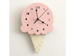 Reloj de pared silencioso con forma de helado rosa, estilo dibujos animados, para decorar la habitación de un niño o la guardería. GOKOCO