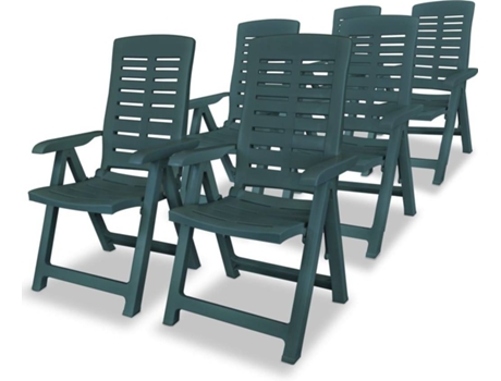 Conjunto 6 Silla Jardin VIDAXL Verde Plástico