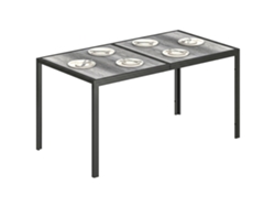 Mesa de jardín con tablero de imitación madera, 150x80x74 cm, gris.