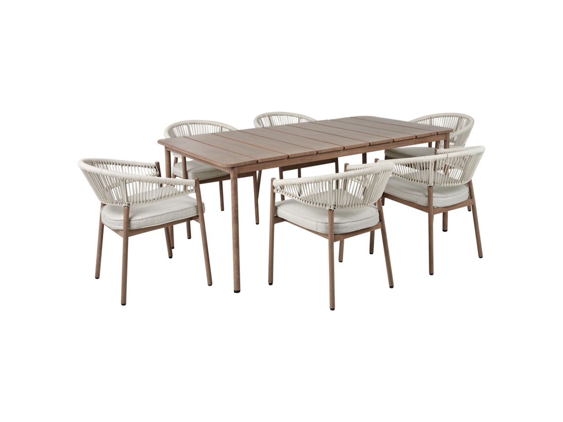 Juego de comida para 6 personas BELIANI Flavia Aluminio Marrón claro 185x96x76
