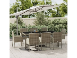 Juego de comedor de jardín de 9 piezas DKD Home Decor con cojines de mimbre gris