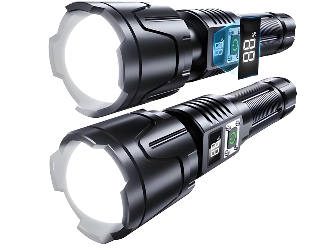 Szsmart 90000lm Linternas Recargables Con Zoom Impermeable Negro