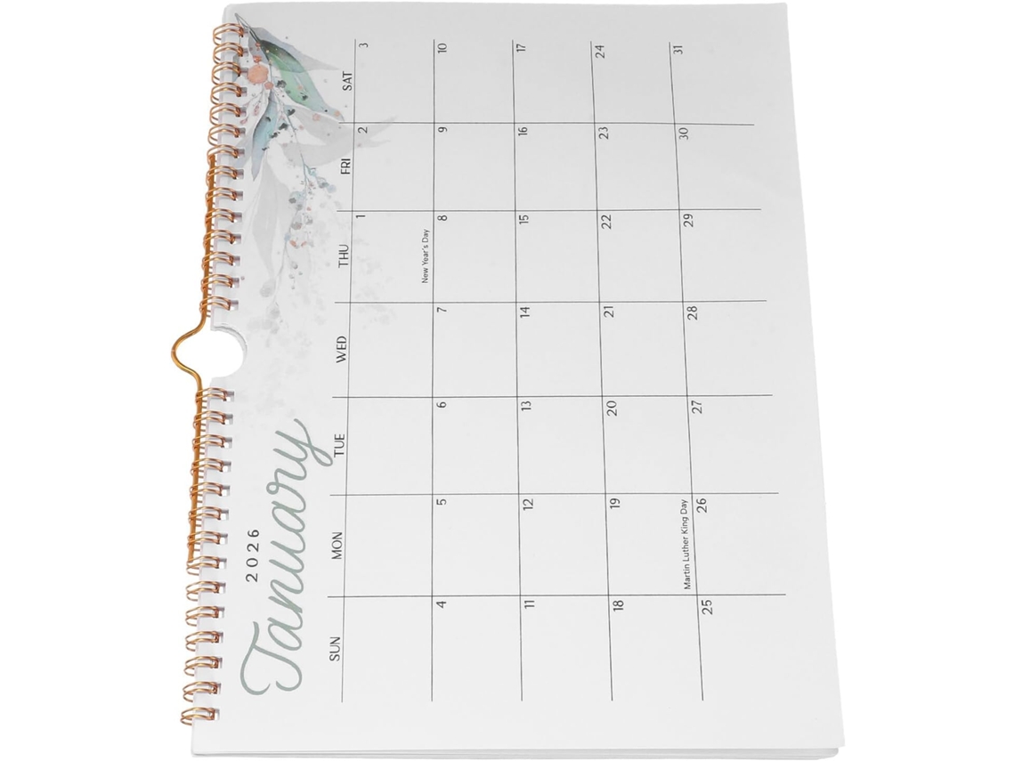 Calendario de pared vertical 2026 con espiral, tamaño compacto, hojas de papel, planificador anual con Gokoco