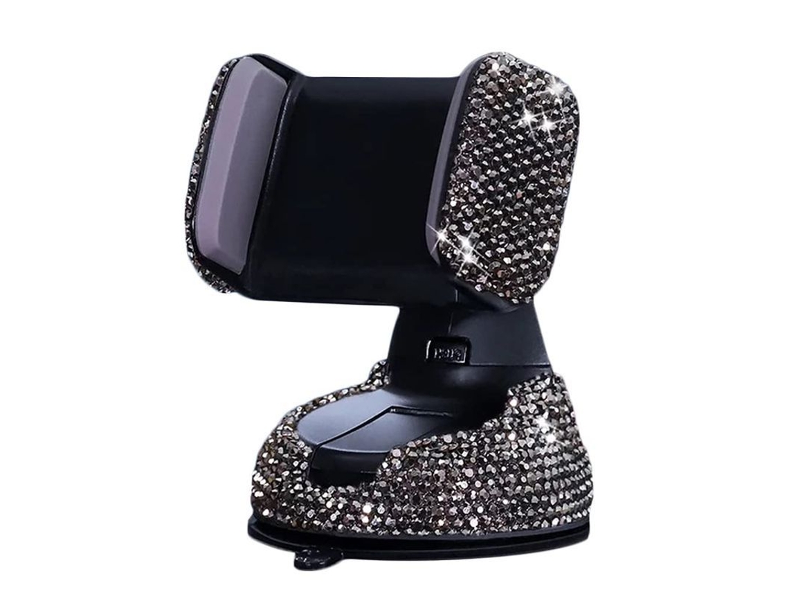 2026-soporte De Teléfono Para Coche Con Piedras Strass Ajustable 360° Universal Mini Diseño (gris)