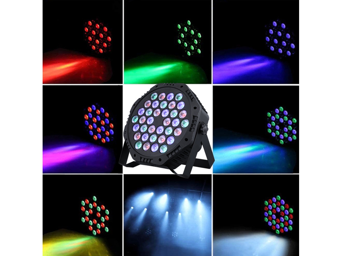 Lámpara Par Scene 2026 con 36 LEDs, 100-240V, DMX512/Sonido/Esclavo/Automático, para fiestas, discotecas, Navidad y espectáculos de DJ.