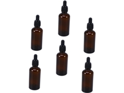 Lot De 6 Flacons Compte, Gouttes Verre Ambré 50 Ml Pipette Noire Para Huiles Esencialles Usage C...