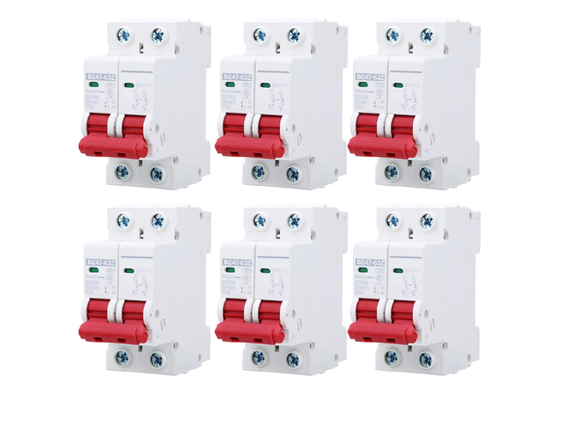 2026horizon-6pcs Interruptor De Circuito Mcb Dz47-63z Dc500v 2p 63a Protector De Sobrecarga Para Fotovoltaica