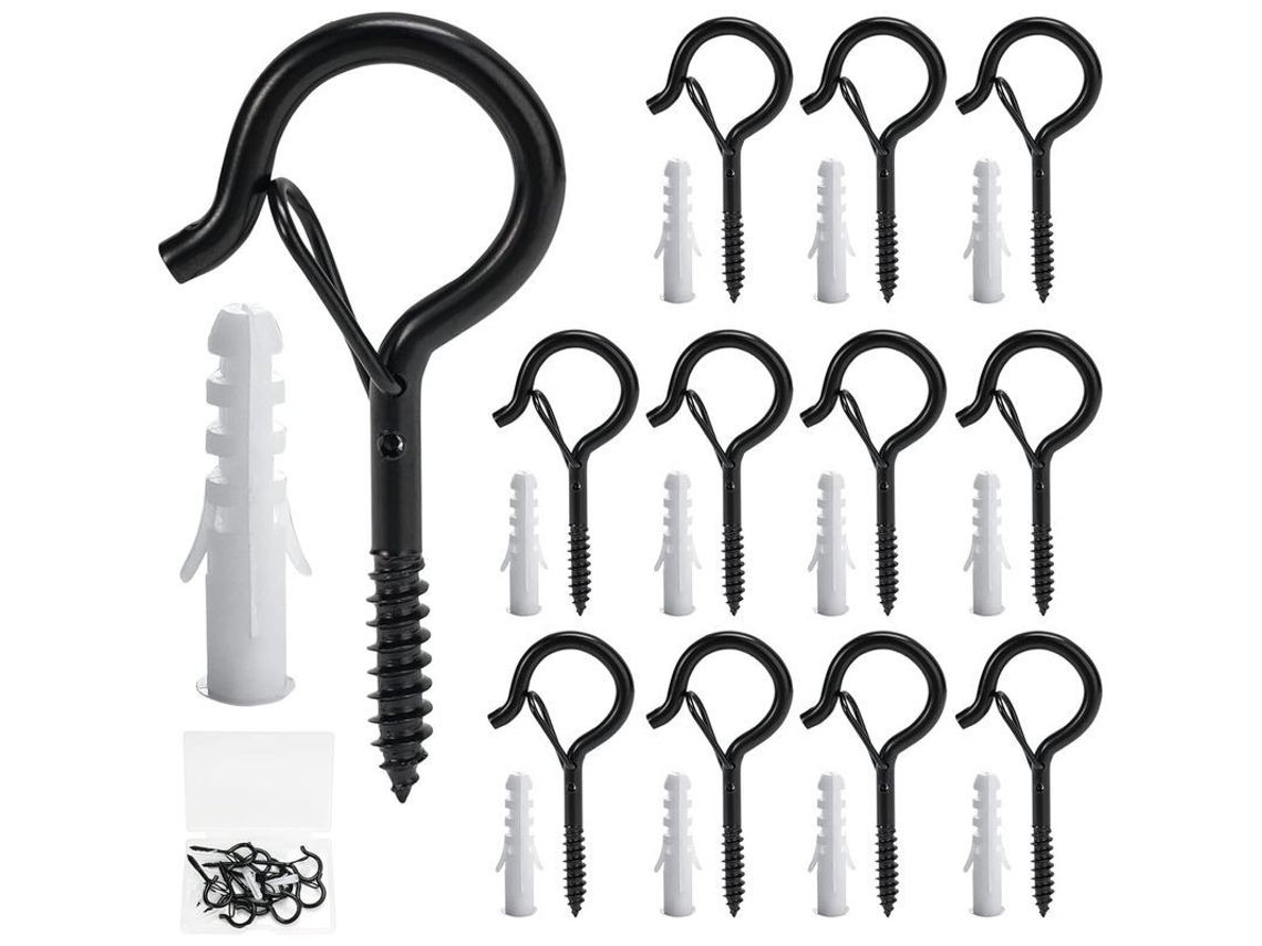 Juego De 12 Ganchos De Tornillo Resistentes A La Corrosión Para Exteriores, Ideales Para Luces Navideñas, Plantas Y Utensilios.