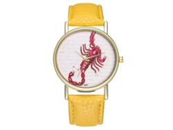 Reloj De Pulsera Zhoulianfa T267-a Amarillo Sencillo Analógico De Cuarzo Con Correa De Pu, Modelo Scorpio.