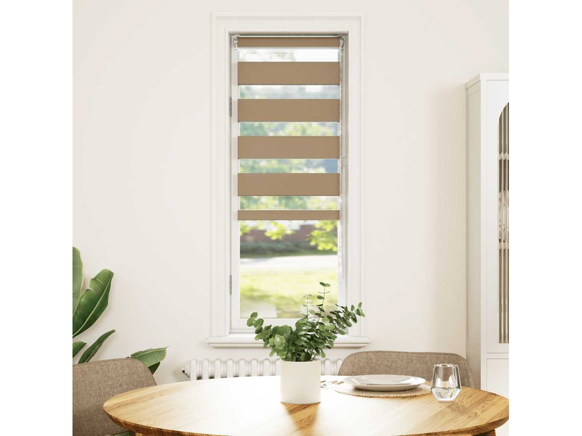 Maison Exclusive - Estor Cebra Marrón Arena Tejido Ancho 35,9 Cm Poliéster