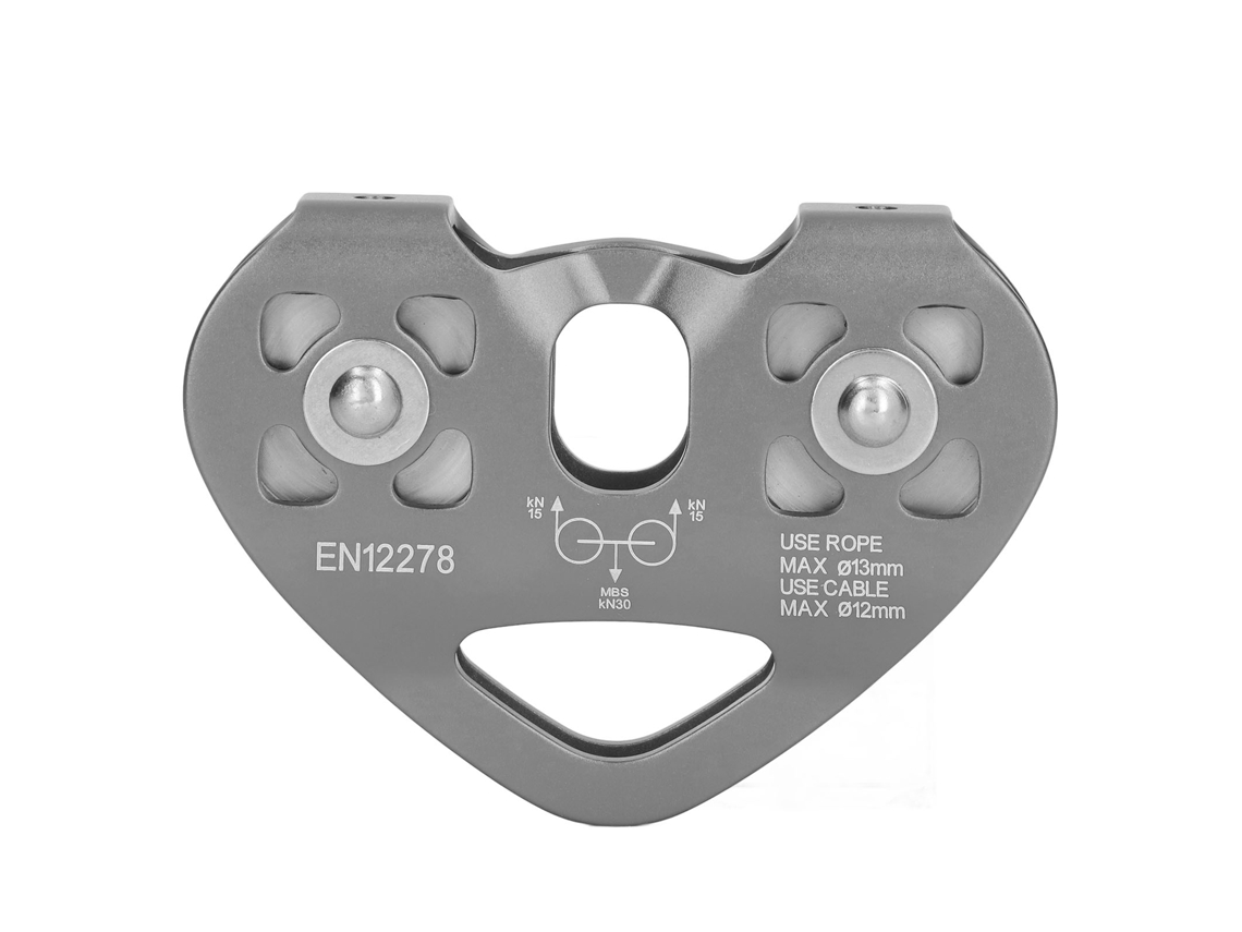 Polea De Escalada Para Exteriores, Aluminio Aeronáutico, Doble Eje Con Rodamiento, Para Montañismo, Color Gris.