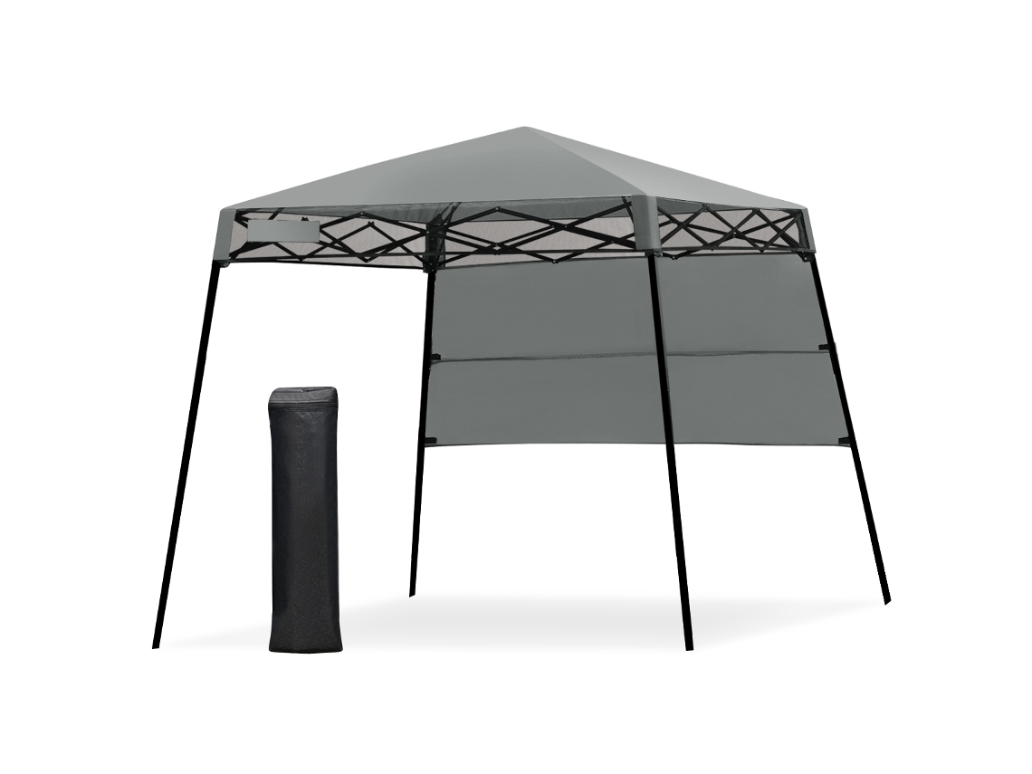 Tienda Plegable Con Patas Inclinadas De 6' X 6' Costway Despliegue Automático (181 X 181 Cm - Acero Aleado - Gris)