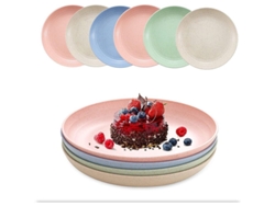 Plato Hondo De Paja De Trigo De 15 Cm (6 Pulgadas) - 12 Unidades, Apto Para Microondas Y Lavavajillas, Irrompible.