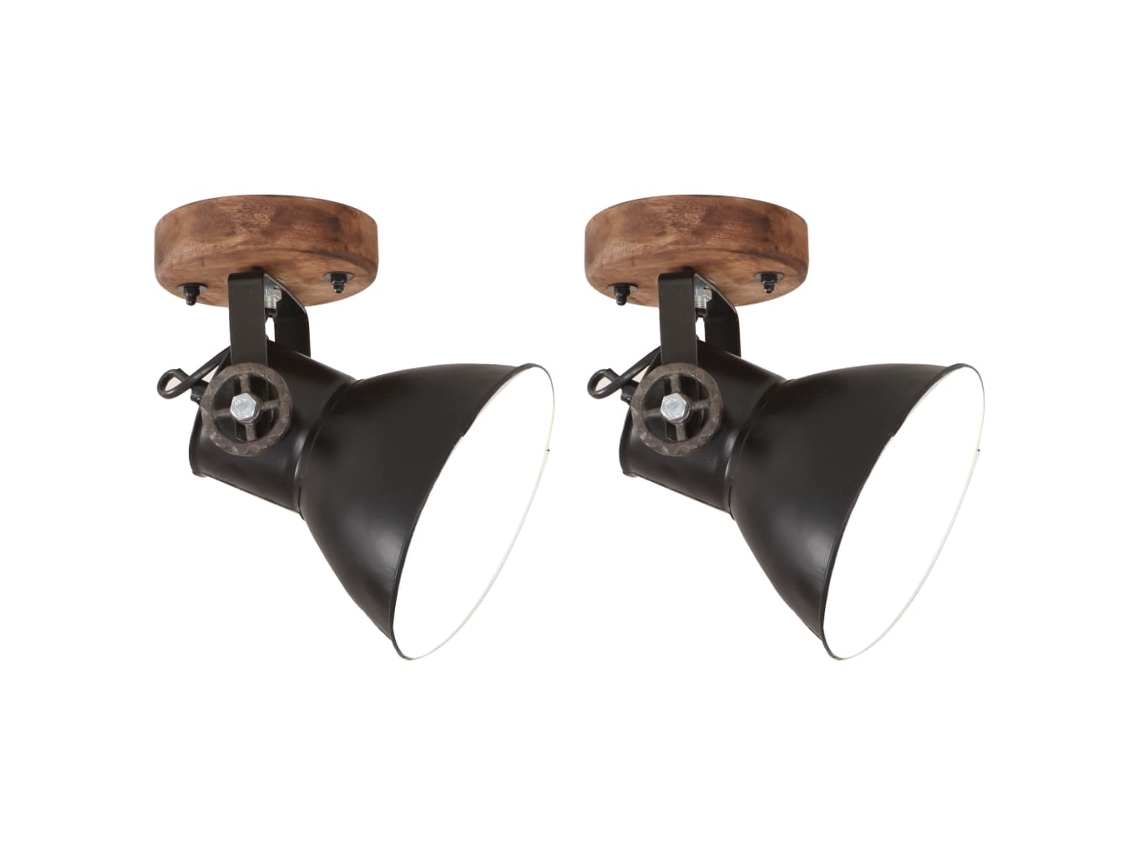 Lámpara Luminarias de Pared/Techo Industriales 2 Unidades 20x25 cm E27 Negro