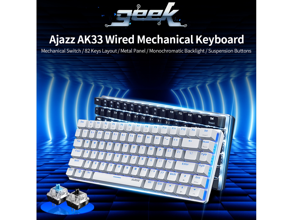 Teclado Mecánico Gaming Cableado Usb Ajazz Ak33 Con 82 Teclas Y Retroiluminación Monocromática