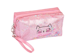 Bolsa de viaje para mujer con monograma de maquillaje y artículos cosméticos, rosa (20 x 12,5 x 6 cm)