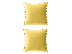 Juego De 2 Fundas De Cojín De Chenilla Con Pompones, 45 X 45 Cm