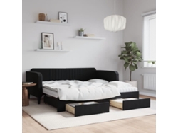 Sofá Cama Nido Con Cajones Terciopelo Negro 90x190 Cm
