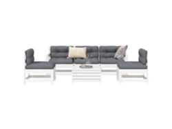 6 Piezas Conjunto Sofás De Jardim Madeira De Pinho Macíça Branco Dkd Decoración Del Hogar