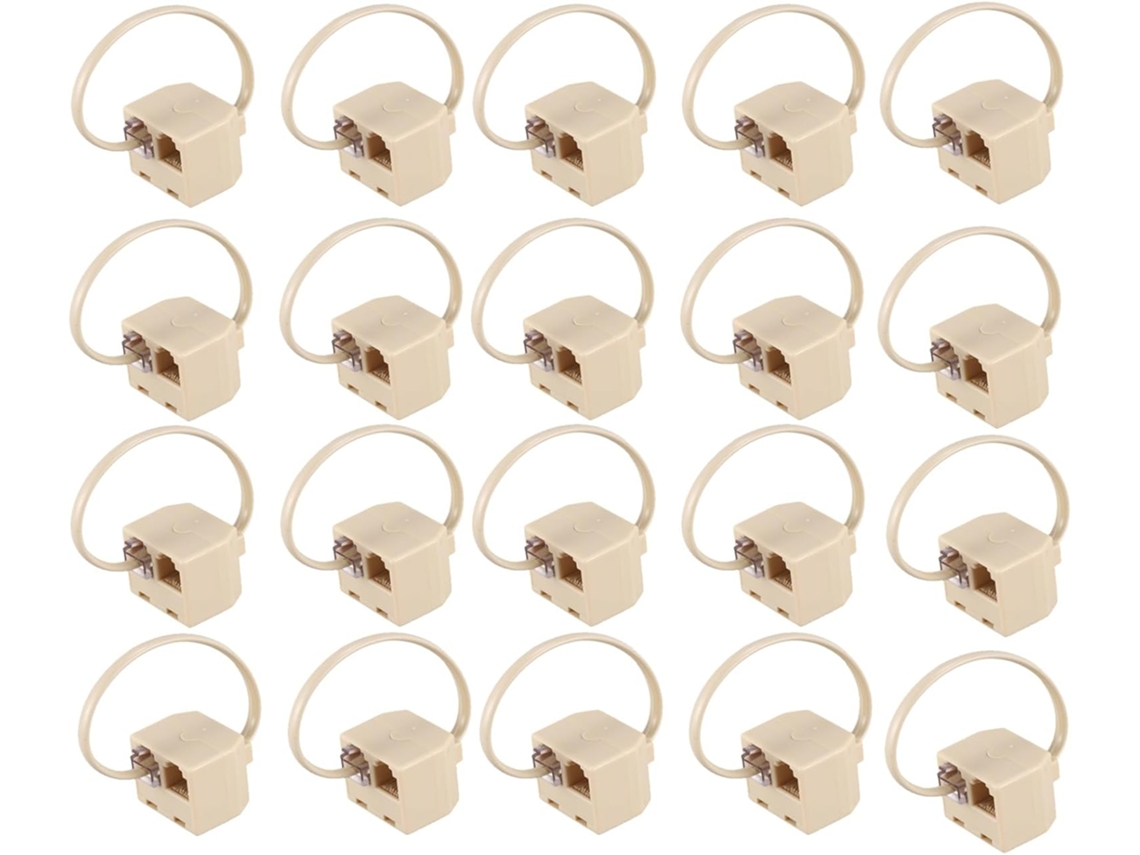 20x Rj11 6p4c Adaptador De Salida Telefónica De 2 Vías, Divisor De Línea, Color Beige