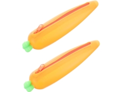 Juego de 2 estuches de silicona para lápices con diseño, estuche escolar para niñas, gran capacidad, portátil.