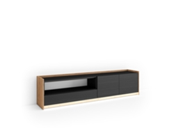 Mueble Tv, Televisión, 207x37x50cm, Para Tv Hasta 80", Led, Negro Y Roble