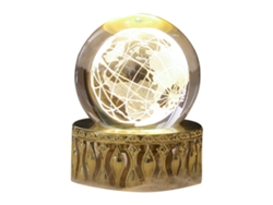 2026-luz De Noche Esfera De Cristal Falso Con Grabado 3d Led Ornamento Decorativo Para Dormitorio Sala De Estar