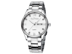 Reloj De Pared De Pareja Casual Acero Cuarzo (caja Plata Dial Blanco Correa Acero Para Hombre)