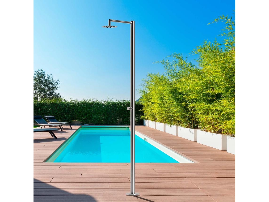 Sined Polifemo 316L Columna de ducha exterior de acero inoxidable, con temporizador, ahorro de agua, fácil instalación, resistencia única