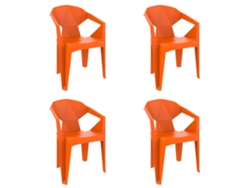 GARBAR DELTA Set 4 Silla Con Brazos Interior Exterior Naranja