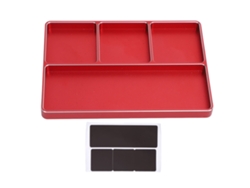 Bandeja De Reparación De Tornillos Para Coches Y Aviones Rc Con 4 Compartimentos Y Base Magnética De Aluminio - Roja