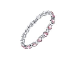 Pulseira De Cobre, Bracelete Magnética Terapêutica Em Formato De Coração, Ajustável (prata - Diamante Rosa) Spqment