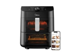 Freidora de aire de dos zonas | Mad1100dadk | Potencia 1850 W | Capacidad 4,4/6,4 L | Tecnología de aire rápido | Midea negra