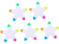 Juego de 5 marcadores fluorescentes con forma de estrella, multicolores, ergonómicos e ideales para estudiar.