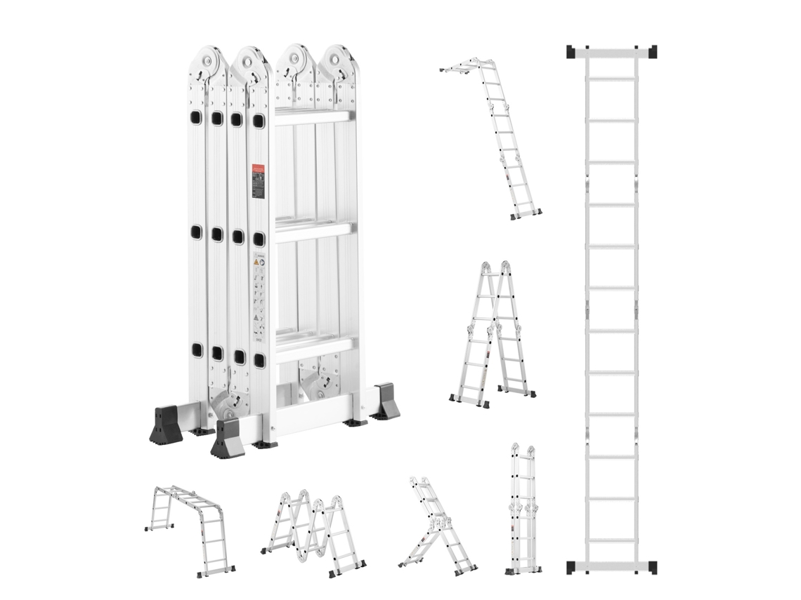 Escalera plegable multiusos Succebuy 7 en 1, 3 peldaños, alcance de 3,6 m