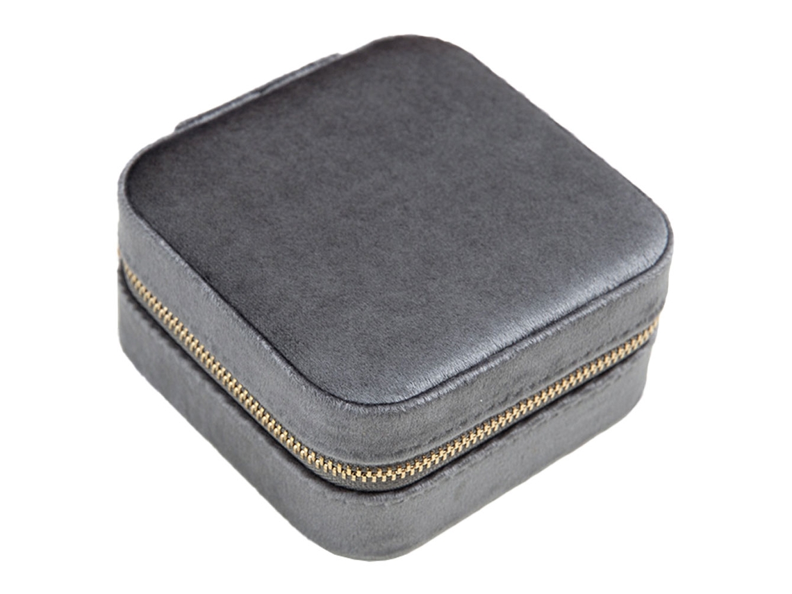 Organizador de Joyas Caja Portátil Joyas Espejo Múltiples Ideal RNEMITERY Gris (10x10x5cm)