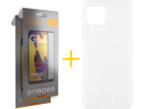Carcasa y 2 Protectores de Pantalla de Vidrio Full Samsung A22 5G ACCETEL Silicona Líquida Transparente