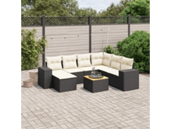 Conjunto de sofá de jardín de 8 piezas con cojines en mimbre sintético negro de DKD Home Decor