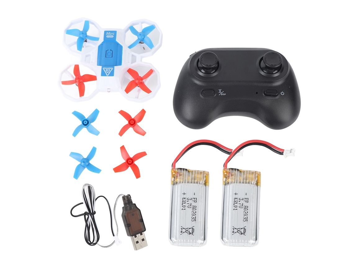 Mini Dron Para Niños Con Luces Led, Control Remoto Y Respuesta Por Voz. Cuadricóptero Rc Para Principiantes, Color Blanco, Incluye 2 Baterías.
