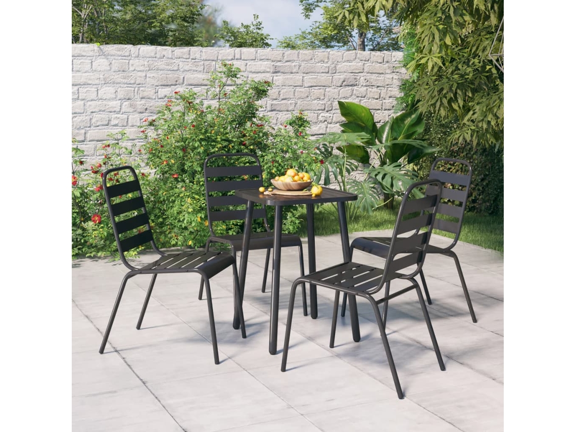 Juego de comedor de jardín de 5 piezas, acero antracita, DKD Home Decor