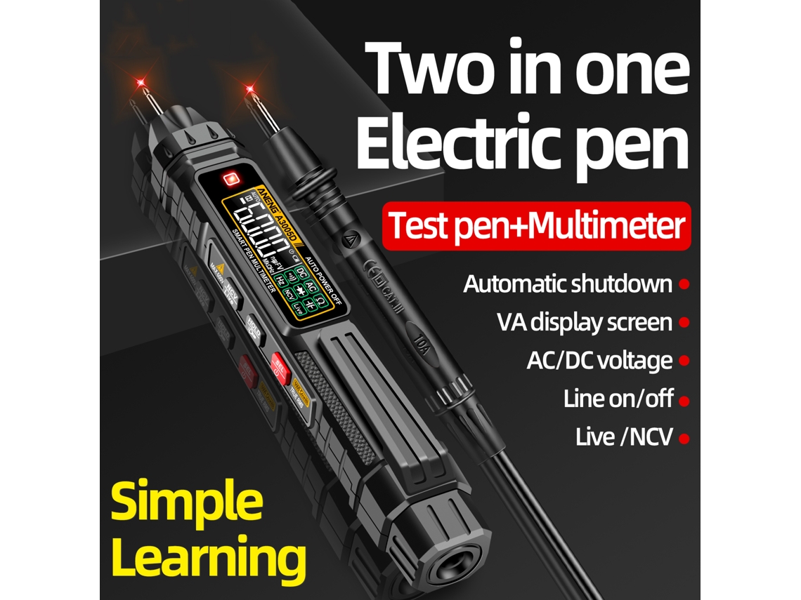 Multímetro Digital Tipo Bolígrafo Aneng A3005d True Rms 6000 Cuentas, Prueba De Voltaje Ncv, Herramienta Eléctrica Profesional