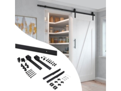 EMUCA Kit de herrajes para puerta corredera colgante de madera de granero - Con cierre suave - Paneles no incluidos - Acero y plástico - Pintado negro