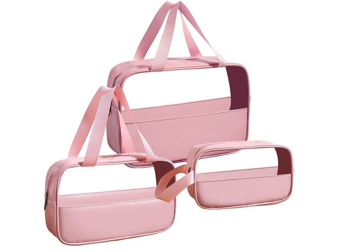 2026-linjou 3 Bolsas De Toiletries Transparentes Para Mujer, Mochila De Maquillaje Viaje (rosa)