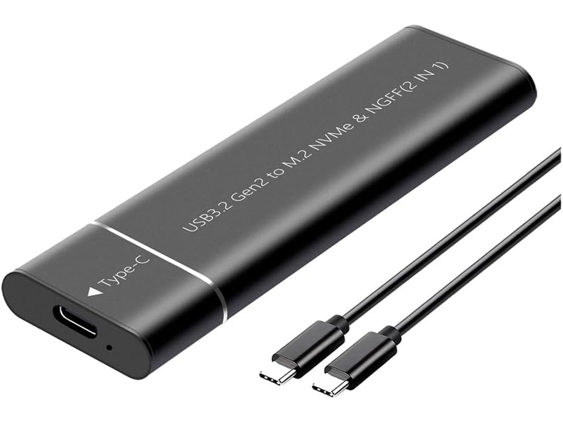 Adaptador De Carcasa Externa Usb 3.2 Gen2 De 20 Gbps Para Ssd M.2 Nvme A M-key/b+m Key (negro)