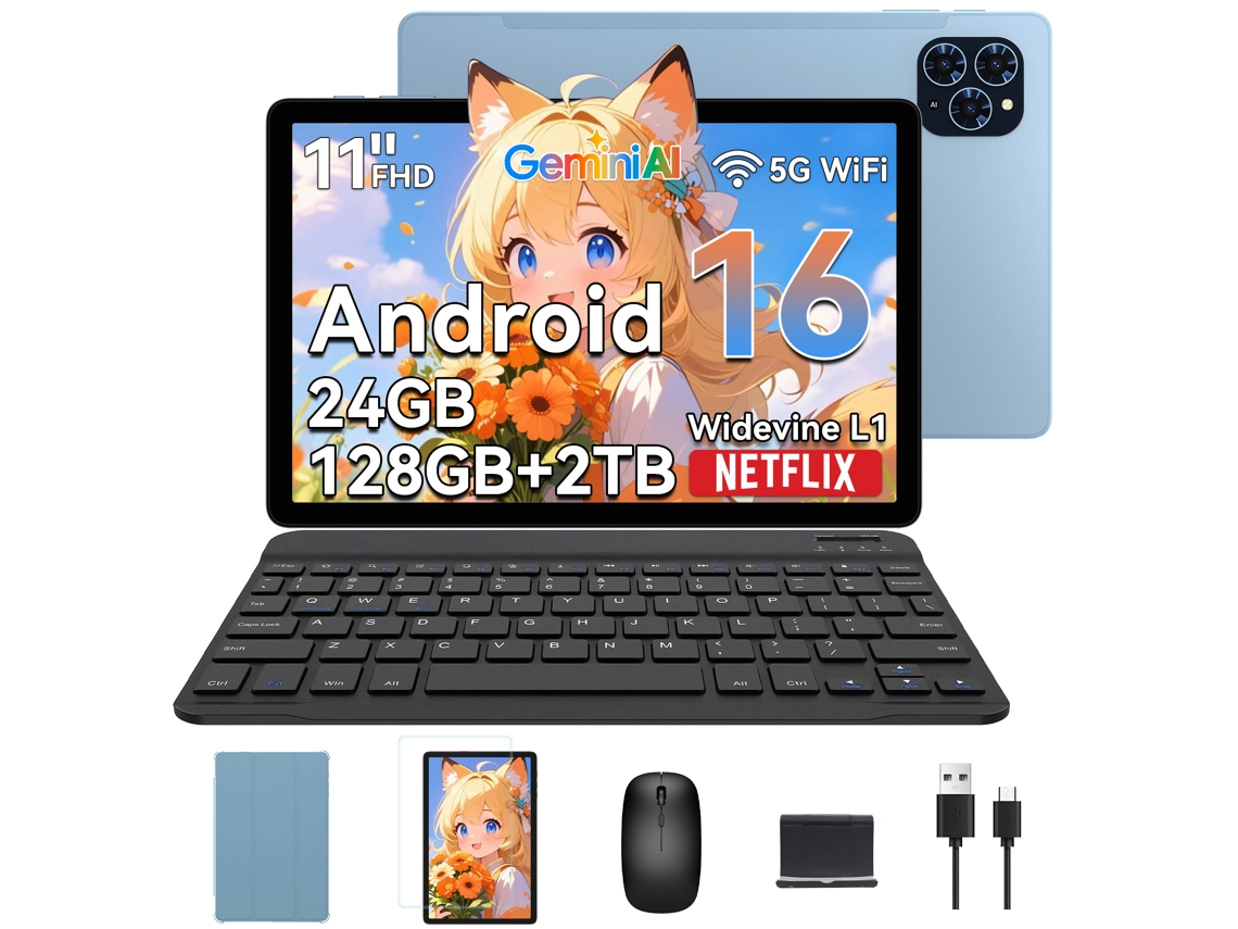 Tablet EXCITPOWER T90 com 11'', 24 Gb RAM, 128 Gb Rom, Sd 2 Tb, Android, 8000 Mah, Capa, Teclado, Mouse